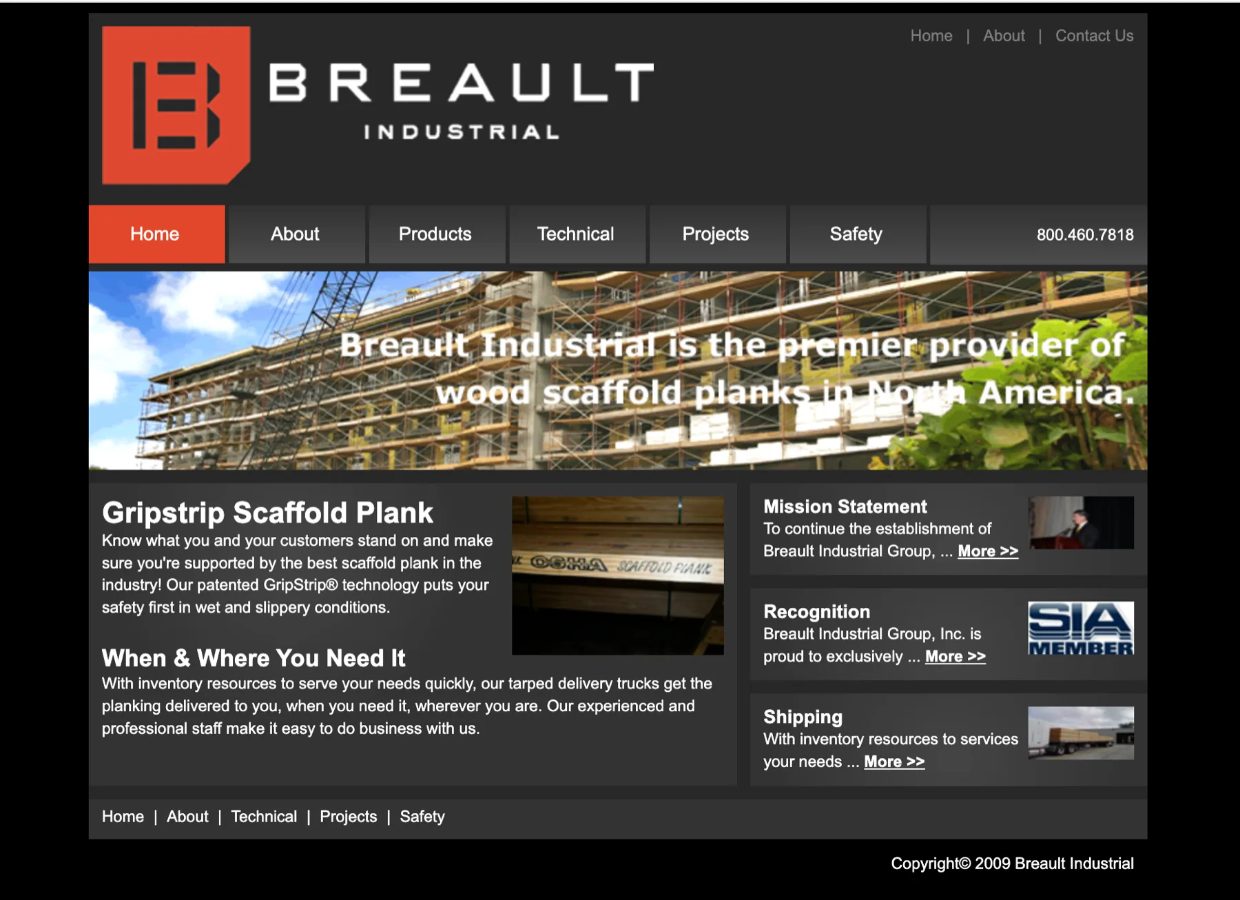 Breault Industrial Group Homepage — before