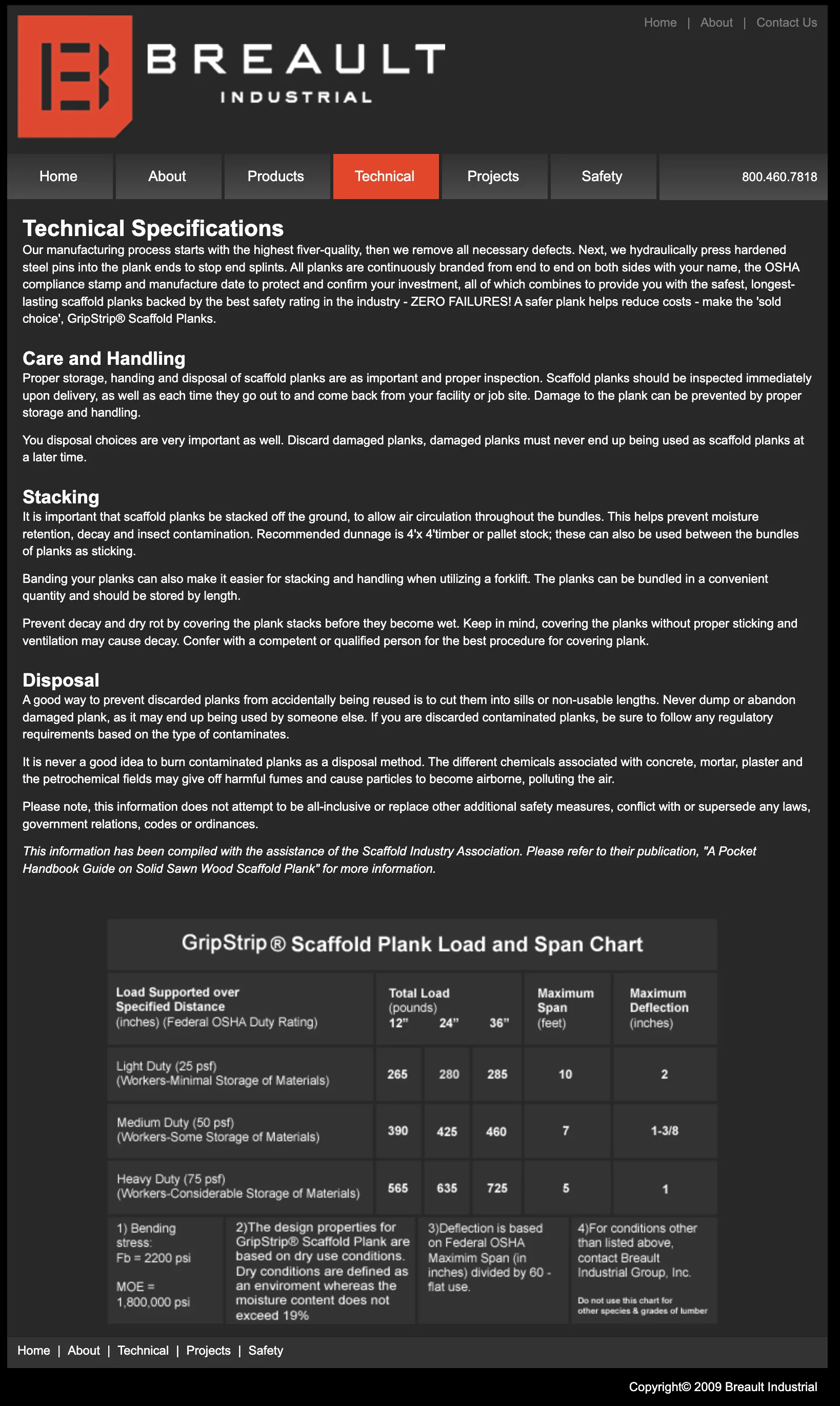 Breault Industrial Group Load & Span Data — before